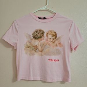 Pink red letter cherub angels whispering to each other shein size large L